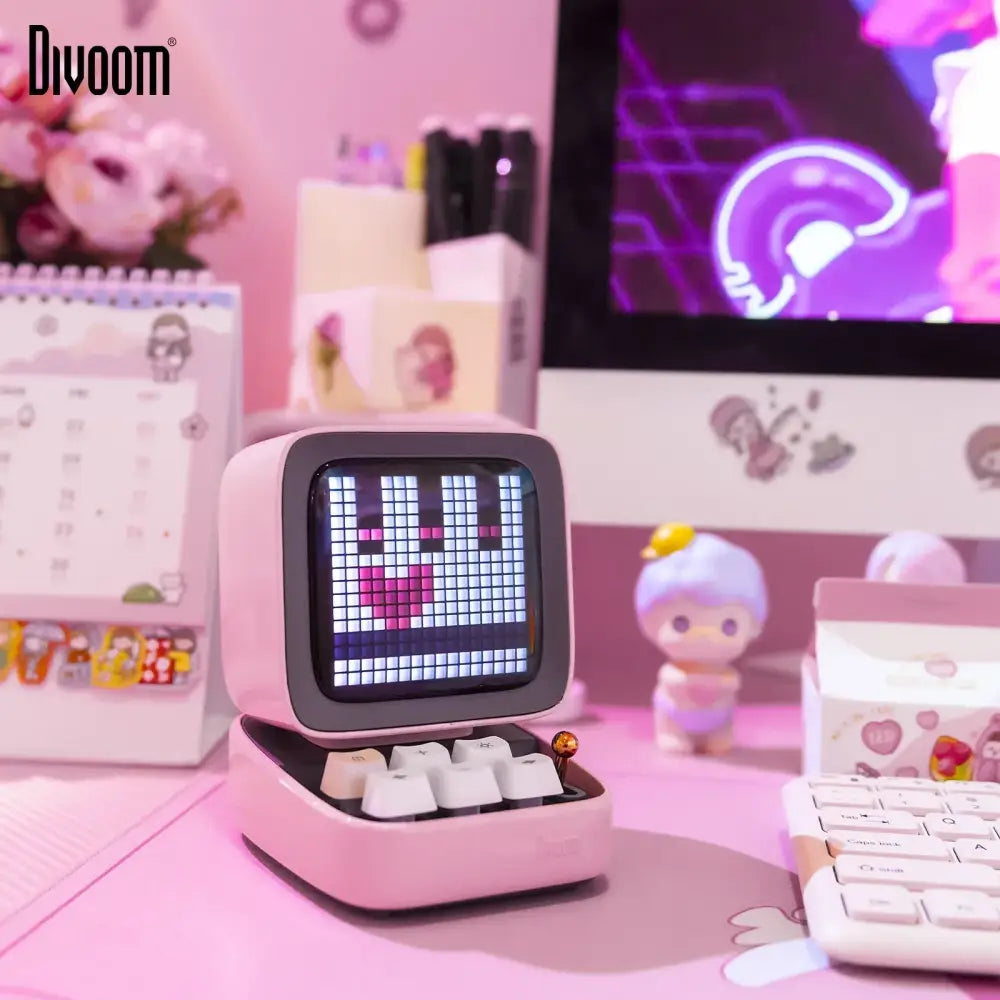 Retro pink pixel art game bluetooth speaker bedroom music box