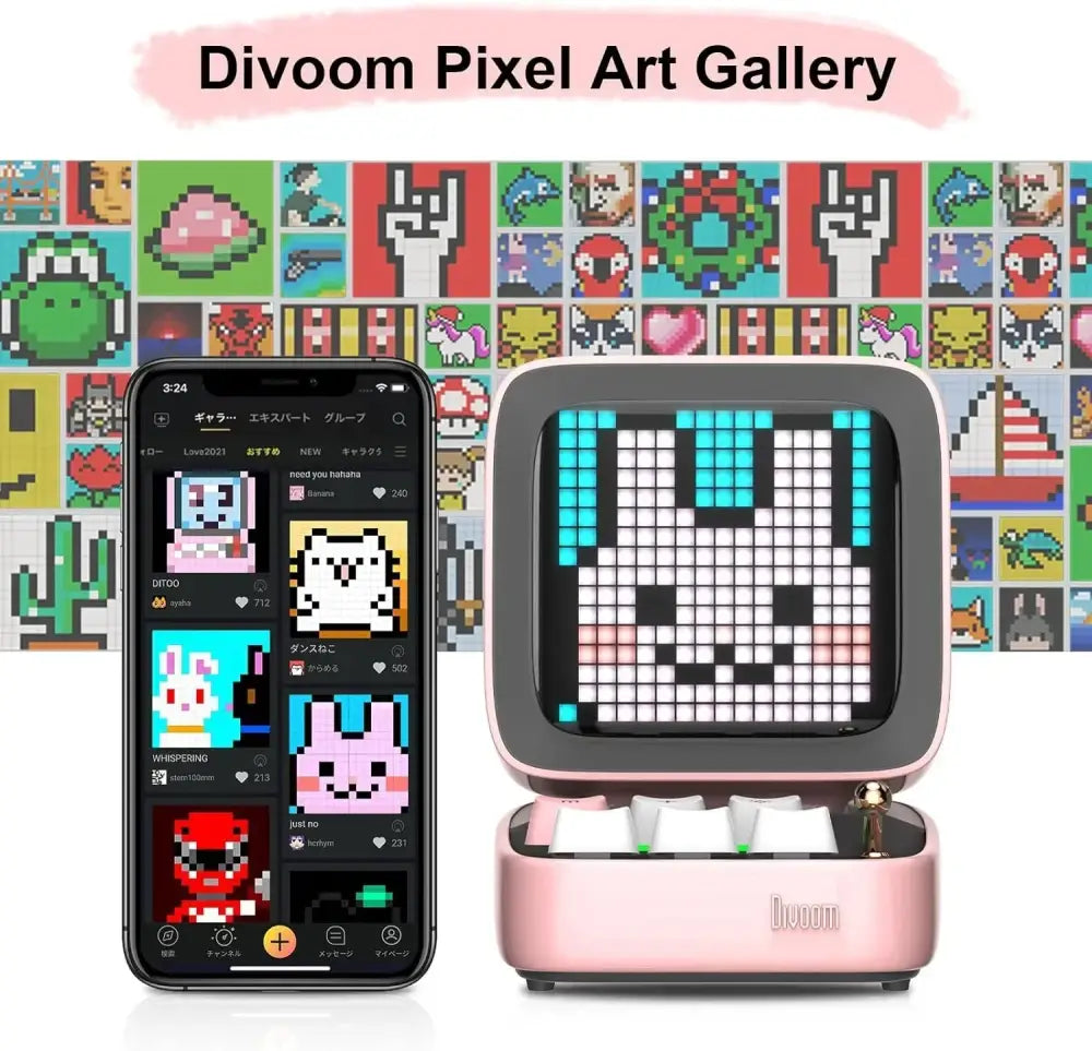 Retro pink pixel art game bluetooth speaker bedroom music box