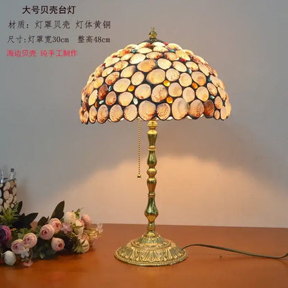 Retro pink stained glass brass desk lamp bedroom vintage light