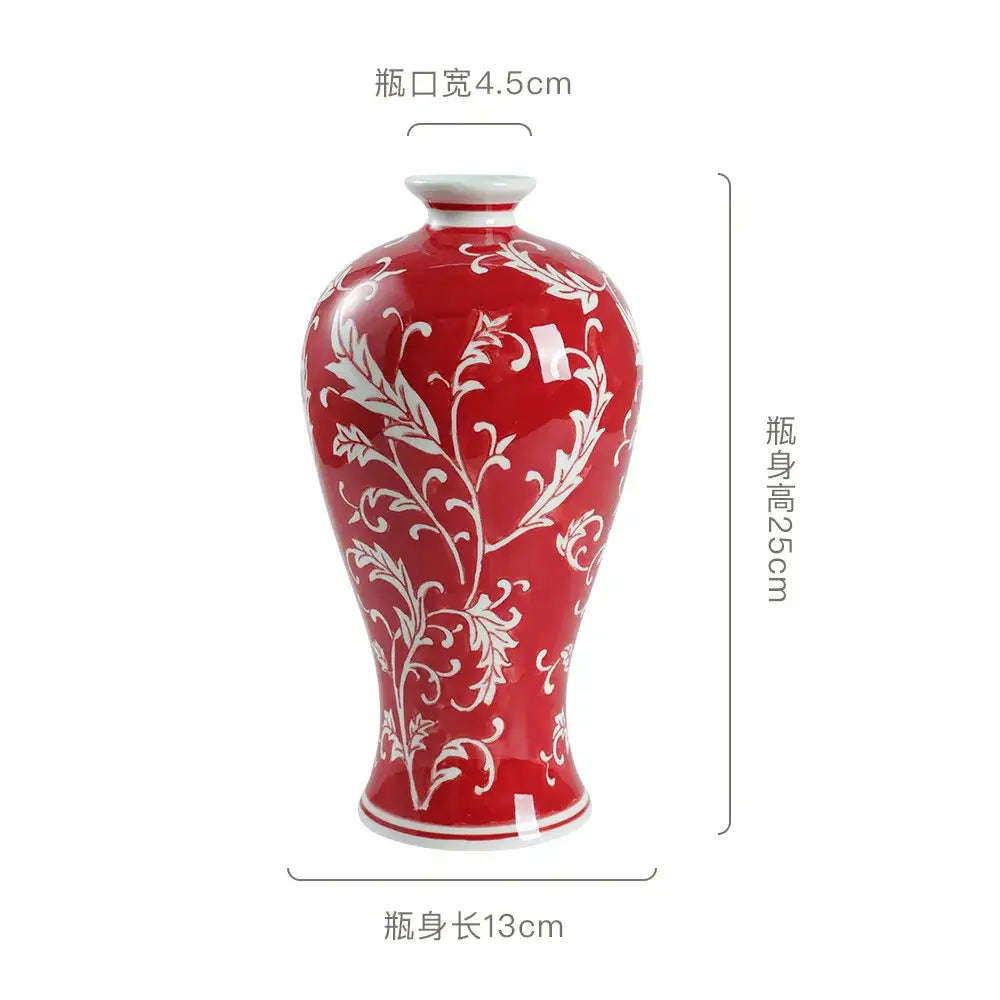 Retro pink & white porcelain vase living room flower decor