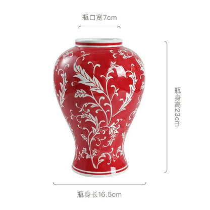 Retro pink & white porcelain vase living room flower decor
