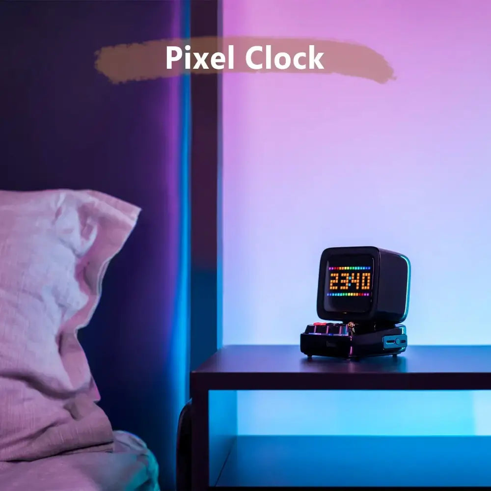 Retro pixel art black bluetooth speaker led display board bedroom