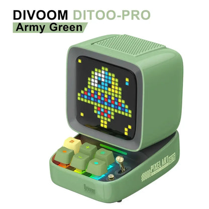 Retro pixel art bluetooth speaker led display board bedroom clock