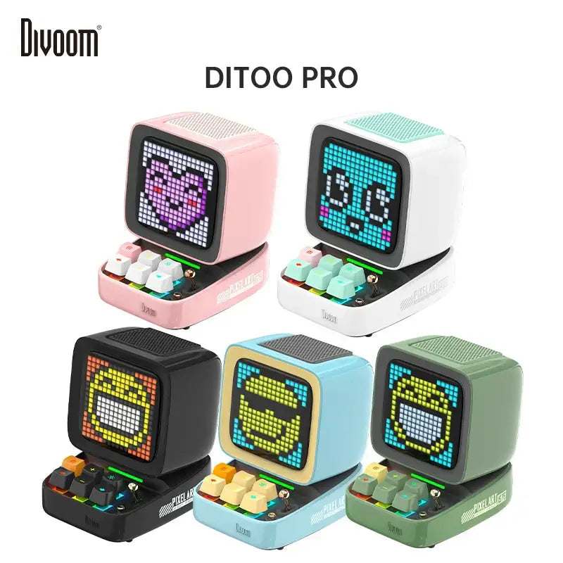 Retro pixel art bluetooth speaker led display board bedroom clock