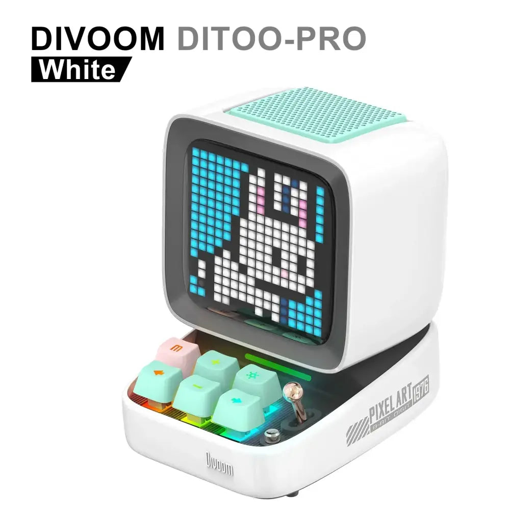Retro pixel art bluetooth speaker led display board bedroom clock