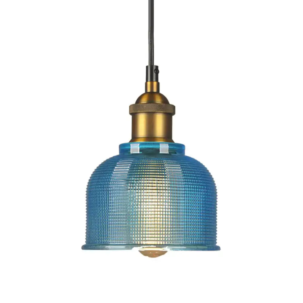 Retro red blue & amber glass carillon pendant light dining room