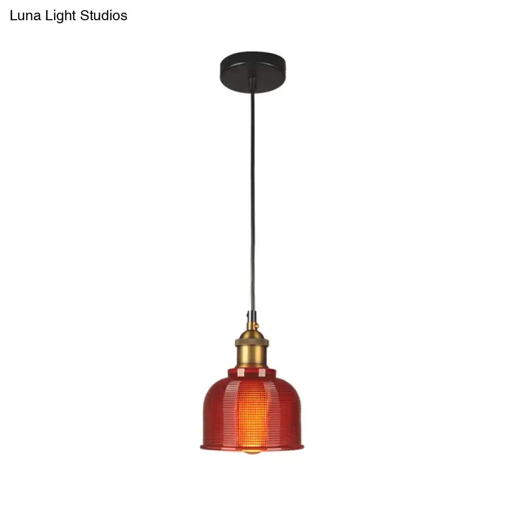 Retro red blue & amber glass carillon pendant light dining room