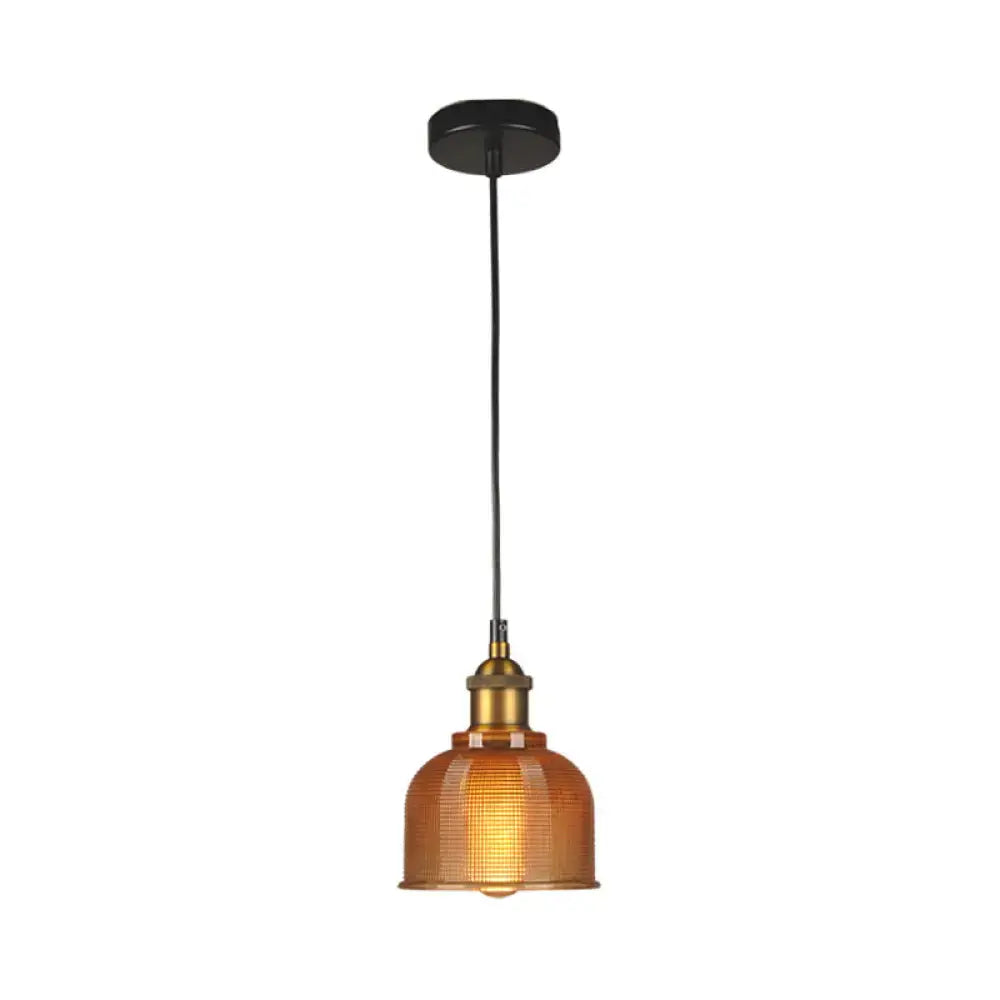 Retro red blue & amber glass carillon pendant light dining room