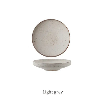 Retro speckled beige ceramic round plate set dining room tableware