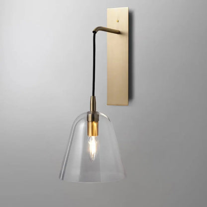 DecorBites™ Retro Style Brass Wall Sconce with Clear Glass Shade