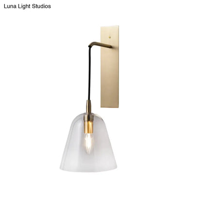 DecorBites™ Retro Style Brass Wall Sconce with Clear Glass Shade