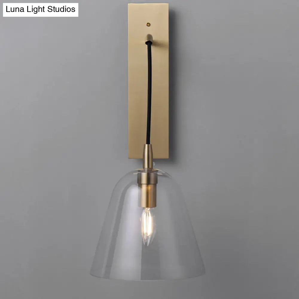 DecorBites™ Retro Style Brass Wall Sconce with Clear Glass Shade