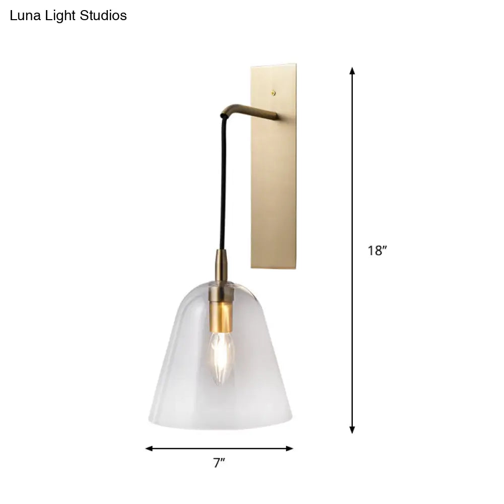 DecorBites™ Retro Style Brass Wall Sconce with Clear Glass Shade