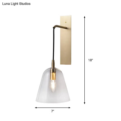 DecorBites™ Retro Style Brass Wall Sconce with Clear Glass Shade