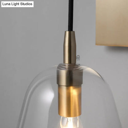 DecorBites™ Retro Style Brass Wall Sconce with Clear Glass Shade