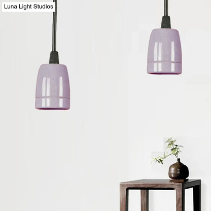 DecorBites™ Retro Style Mini Hanging Pendant Light - Adjustable Cord, Black/Red Ceramic Ceiling Fixture
