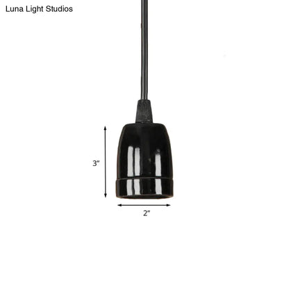 DecorBites™ Retro Style Mini Hanging Pendant Light - Adjustable Cord, Black/Red Ceramic Ceiling Fixture