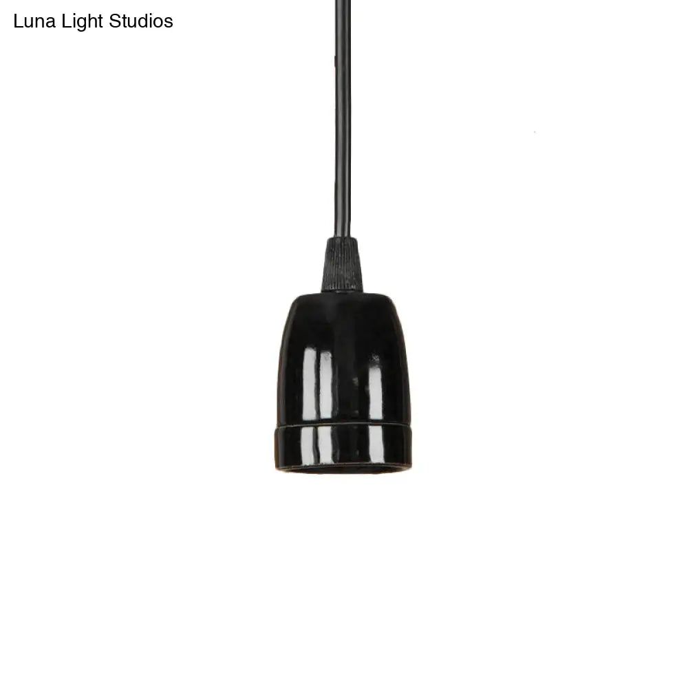 DecorBites™ Retro Style Mini Hanging Pendant Light - Adjustable Cord, Black/Red Ceramic Ceiling Fixture