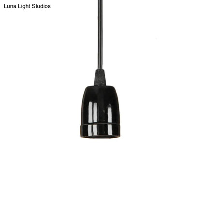DecorBites™ Retro Style Mini Hanging Pendant Light - Adjustable Cord, Black/Red Ceramic Ceiling Fixture