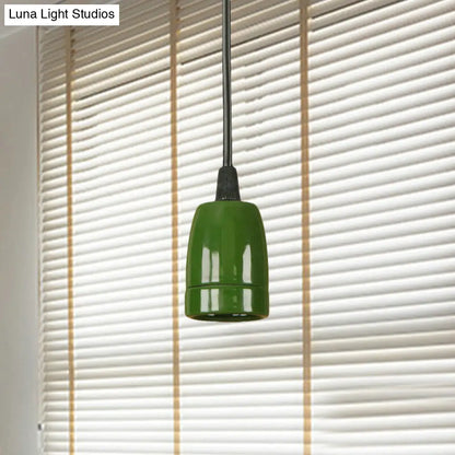 DecorBites™ Retro Style Mini Hanging Pendant Light - Adjustable Cord, Black/Red Ceramic Ceiling Fixture
