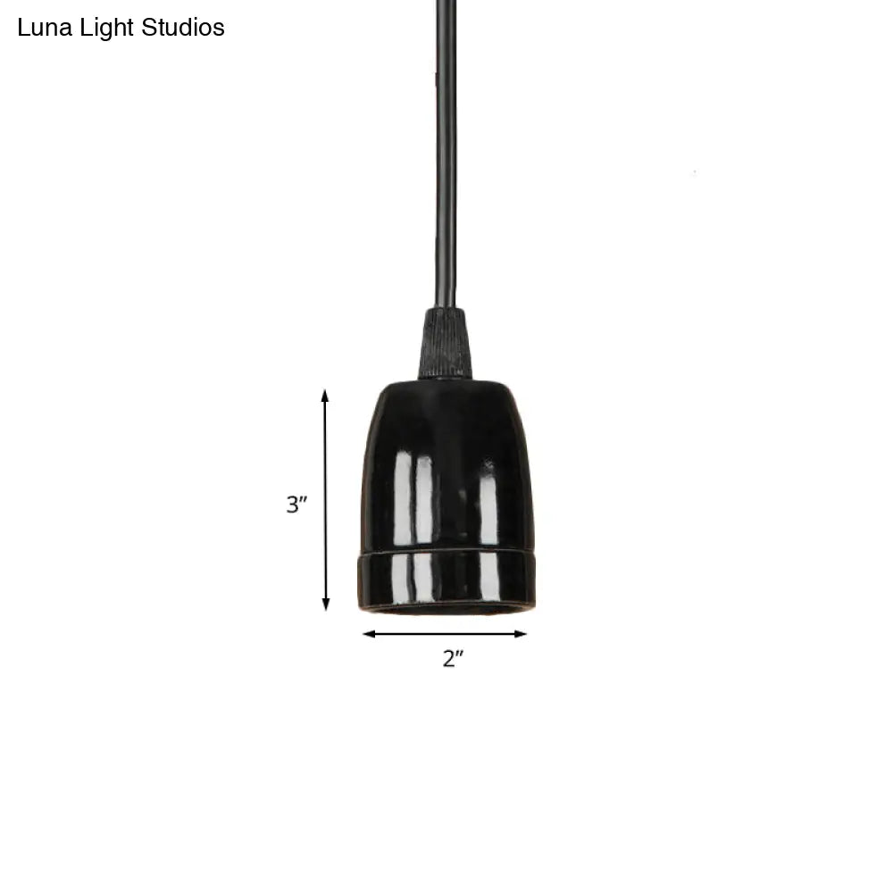 DecorBites™ Retro Style Mini Hanging Pendant Light - Adjustable Cord, Black/Red Ceramic Ceiling Fixture