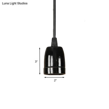 DecorBites™ Retro Style Mini Hanging Pendant Light - Adjustable Cord, Black/Red Ceramic Ceiling Fixture