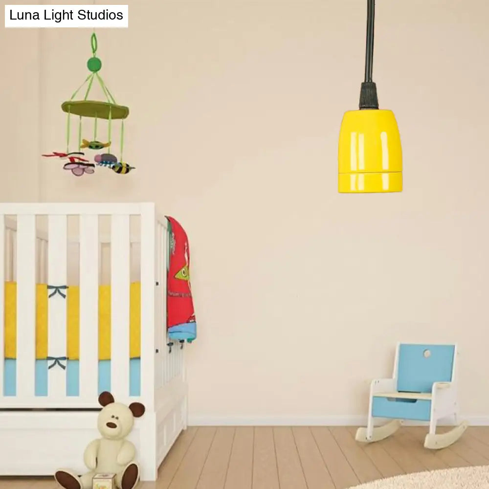 DecorBites™ Retro Style Mini Hanging Pendant Light - Adjustable Cord, Black/Red Ceramic Ceiling Fixture