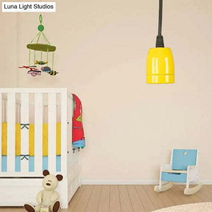 DecorBites™ Retro Style Mini Hanging Pendant Light - Adjustable Cord, Black/Red Ceramic Ceiling Fixture