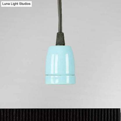 DecorBites™ Retro Style Mini Hanging Pendant Light - Adjustable Cord, Black/Red Ceramic Ceiling Fixture