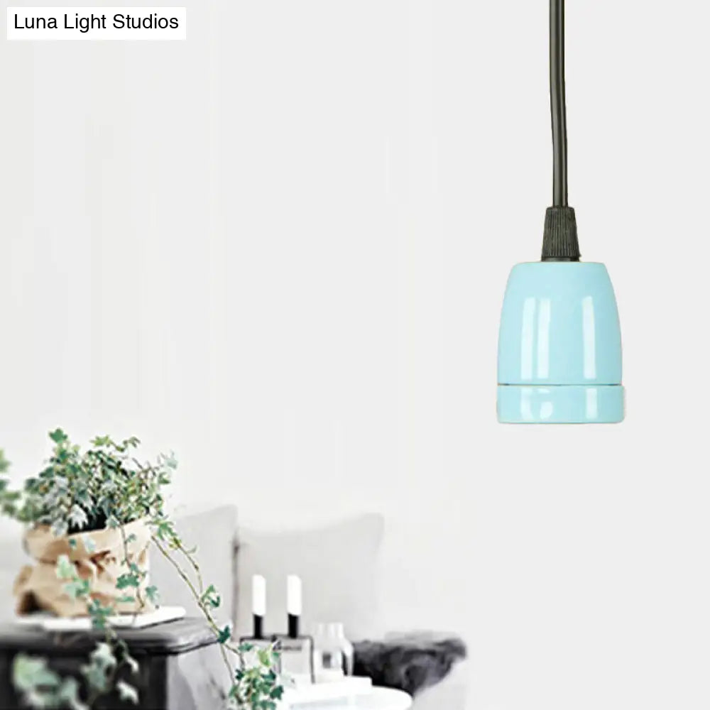 DecorBites™ Retro Style Mini Hanging Pendant Light - Adjustable Cord, Black/Red Ceramic Ceiling Fixture