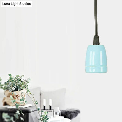 DecorBites™ Retro Style Mini Hanging Pendant Light - Adjustable Cord, Black/Red Ceramic Ceiling Fixture