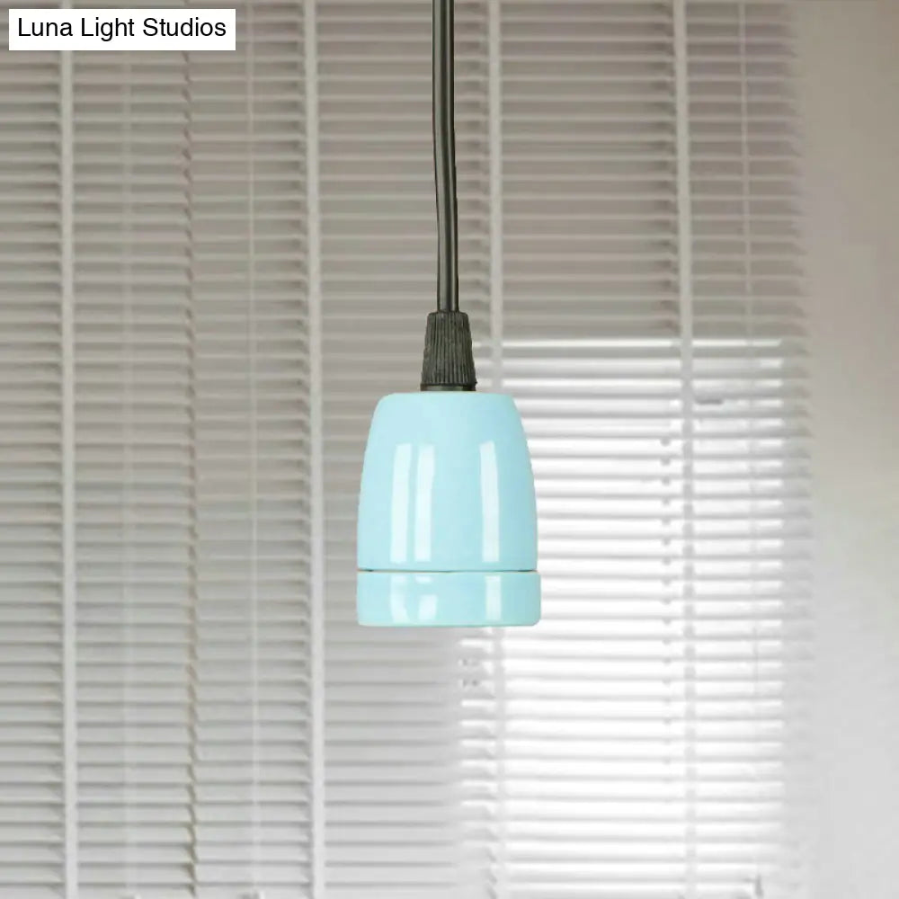 DecorBites™ Retro Style Mini Hanging Pendant Light - Adjustable Cord, Black/Red Ceramic Ceiling Fixture