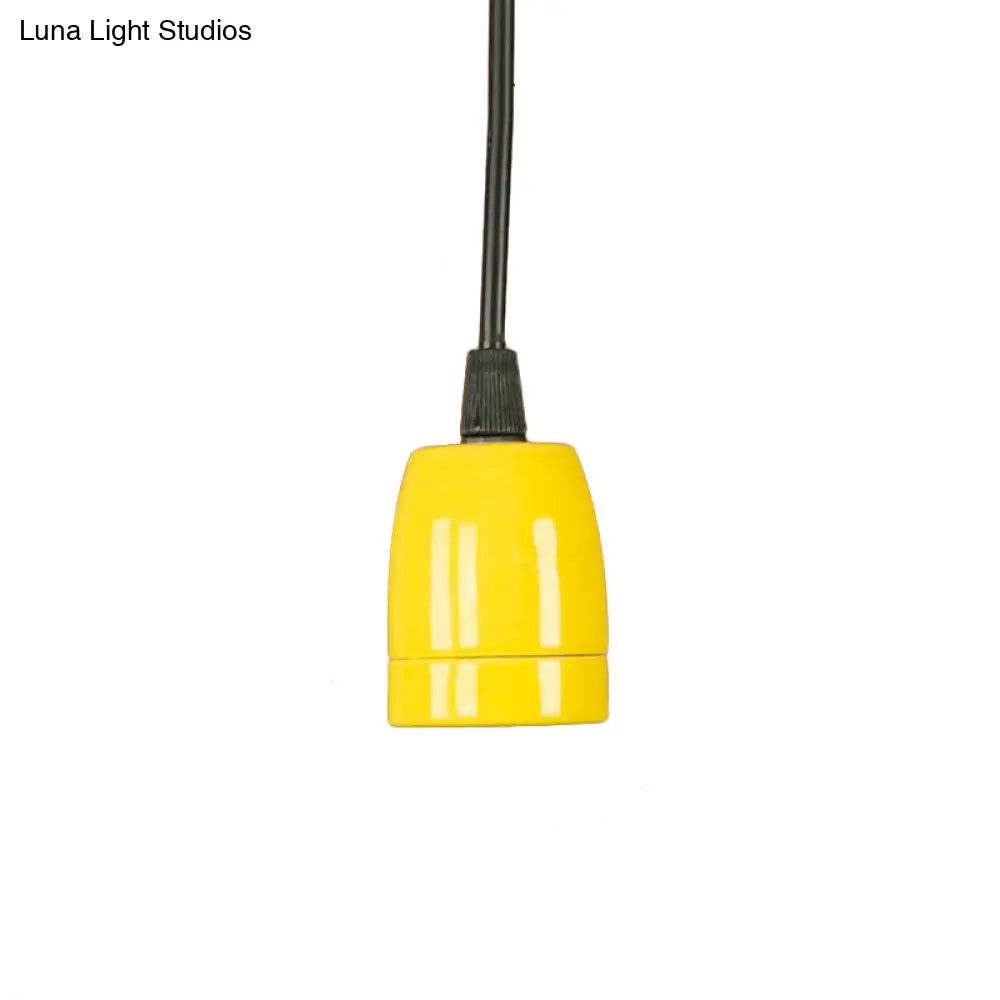 DecorBites™ Retro Style Mini Hanging Pendant Light - Adjustable Cord, Black/Red Ceramic Ceiling Fixture