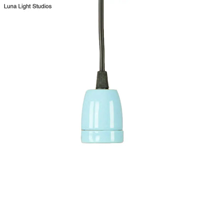 DecorBites™ Retro Style Mini Hanging Pendant Light - Adjustable Cord, Black/Red Ceramic Ceiling Fixture
