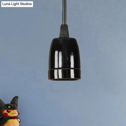 DecorBites™ Retro Style Mini Hanging Pendant Light - Adjustable Cord, Black/Red Ceramic Ceiling Fixture
