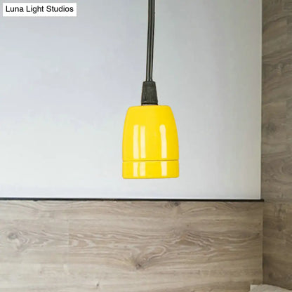 DecorBites™ Retro Style Mini Hanging Pendant Light - Adjustable Cord, Black/Red Ceramic Ceiling Fixture