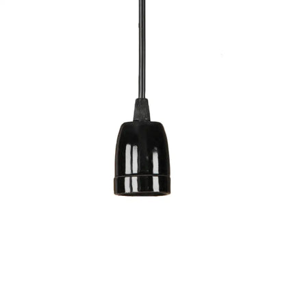 DecorBites™ Retro Style Mini Hanging Pendant Light - Adjustable Cord, Black/Red Ceramic Ceiling Fixture
