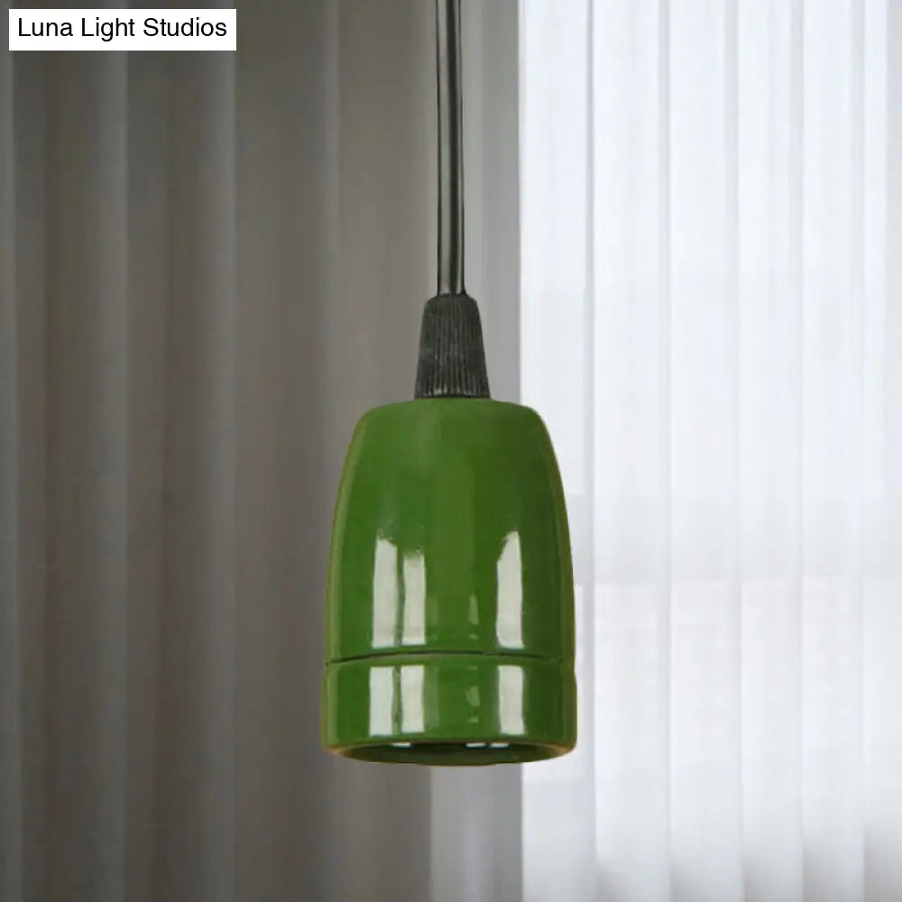 DecorBites™ Retro Style Mini Hanging Pendant Light - Adjustable Cord, Black/Red Ceramic Ceiling Fixture