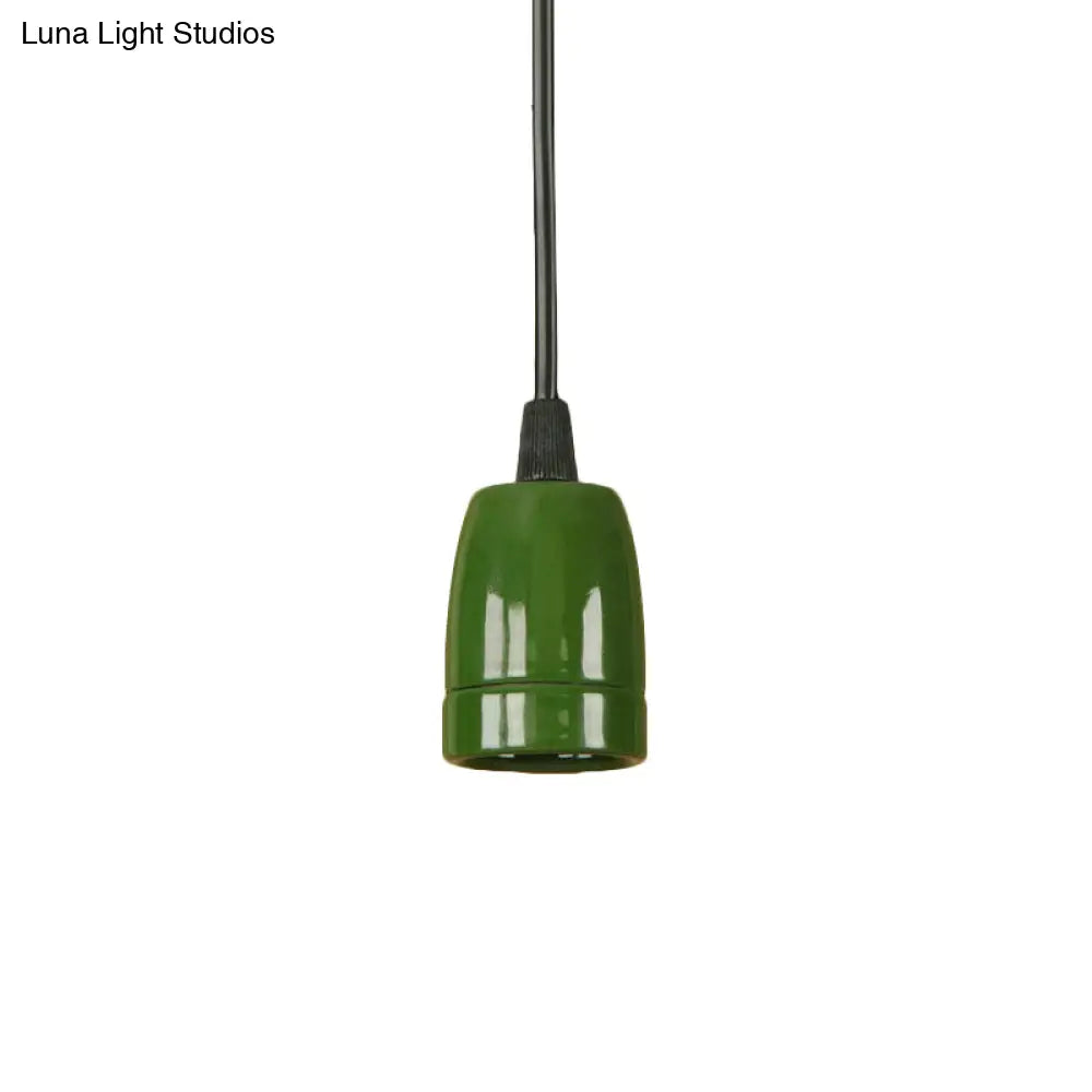 DecorBites™ Retro Style Mini Hanging Pendant Light - Adjustable Cord, Black/Red Ceramic Ceiling Fixture