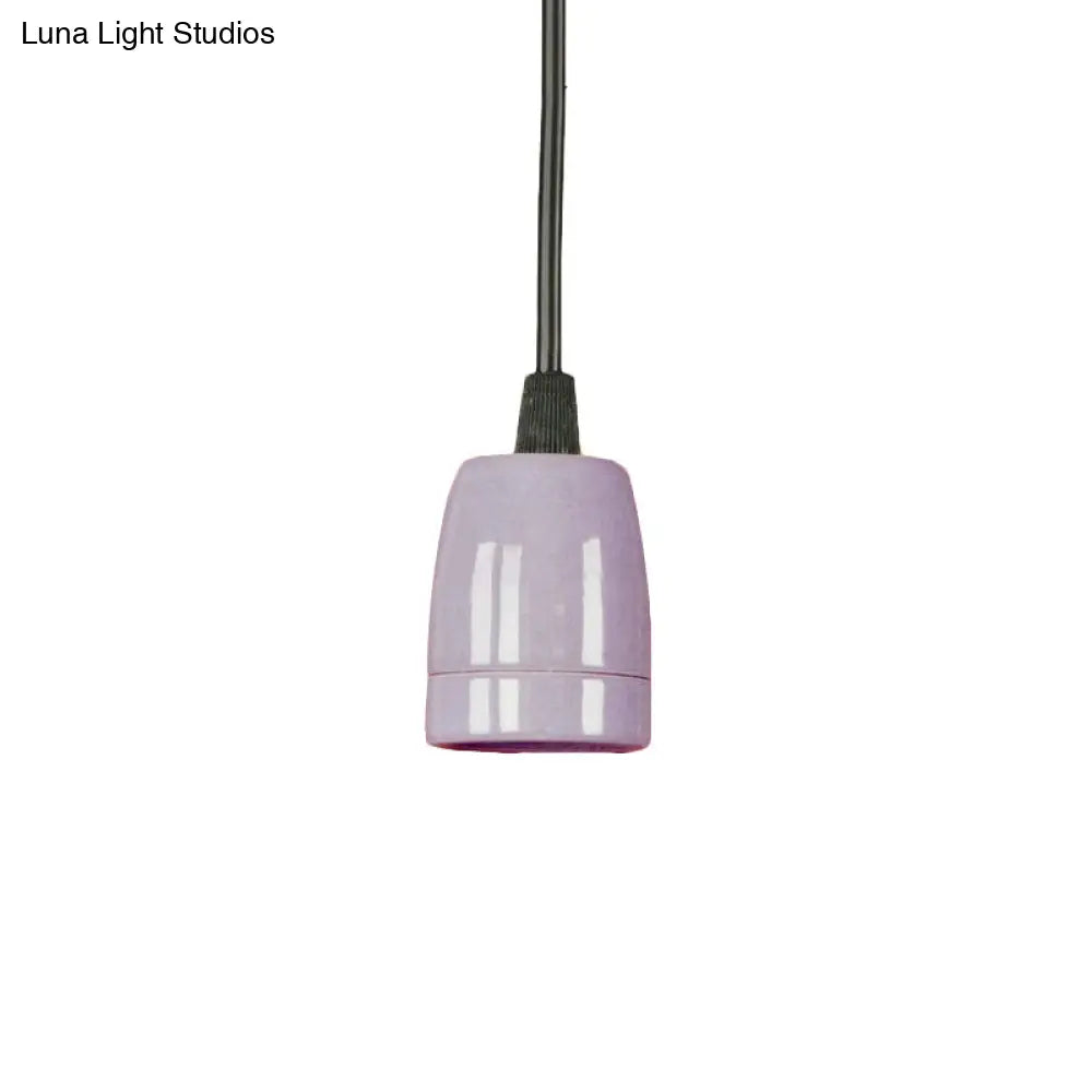 DecorBites™ Retro Style Mini Hanging Pendant Light - Adjustable Cord, Black/Red Ceramic Ceiling Fixture