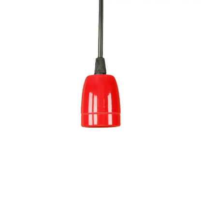 DecorBites™ Retro Style Mini Hanging Pendant Light - Adjustable Cord, Black/Red Ceramic Ceiling Fixture