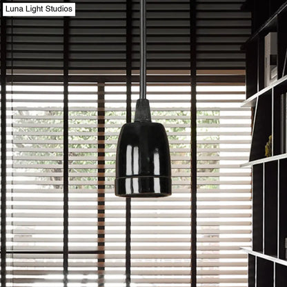 DecorBites™ Retro Style Mini Hanging Pendant Light - Adjustable Cord, Black/Red Ceramic Ceiling Fixture