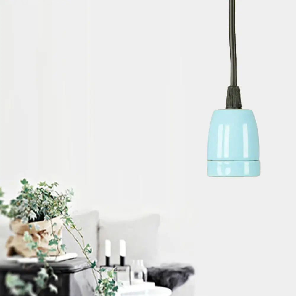 DecorBites™ Retro Style Mini Hanging Pendant Light - Adjustable Cord, Black/Red Ceramic Ceiling Fixture