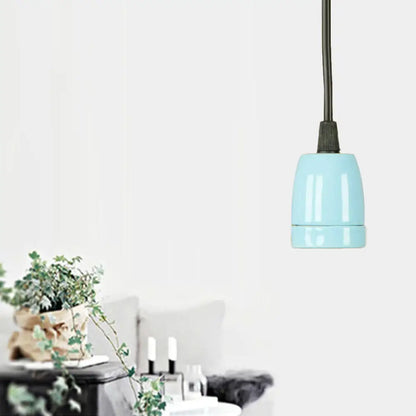 DecorBites™ Retro Style Mini Hanging Pendant Light - Adjustable Cord, Black/Red Ceramic Ceiling Fixture