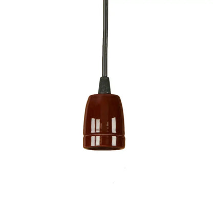 DecorBites™ Retro Style Mini Hanging Pendant Light - Adjustable Cord, Black/Red Ceramic Ceiling Fixture