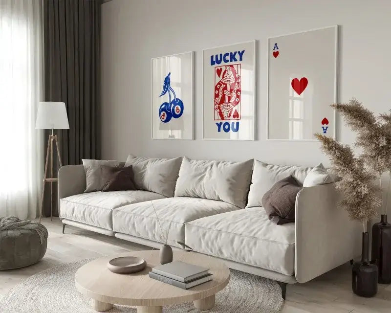 Retro beige and brown wall art posters set living room decor