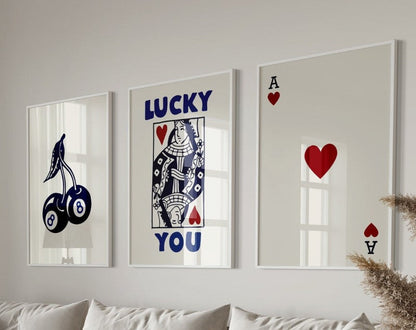 DecorBites™ Retro Wall Art Posters Set - Luck Queen Ace