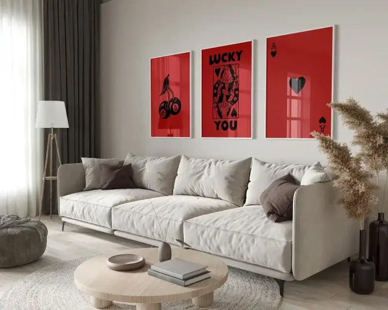 Retro beige and brown wall art posters set living room decor