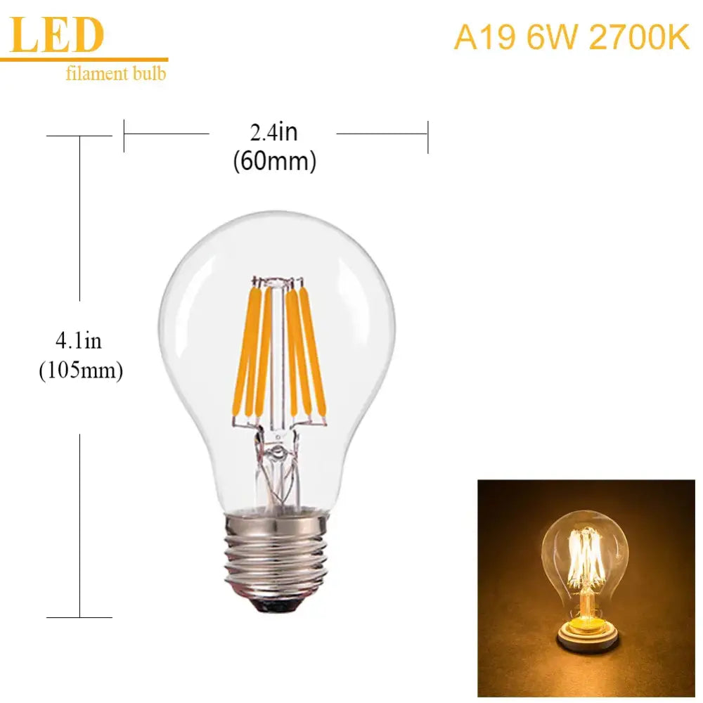 Retro warm white edison led bulbs 6 pack living room globe lights