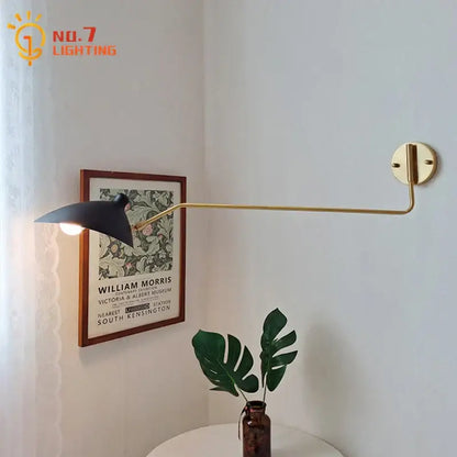 Retro white and gold swing arm wall lamp bedroom reading light